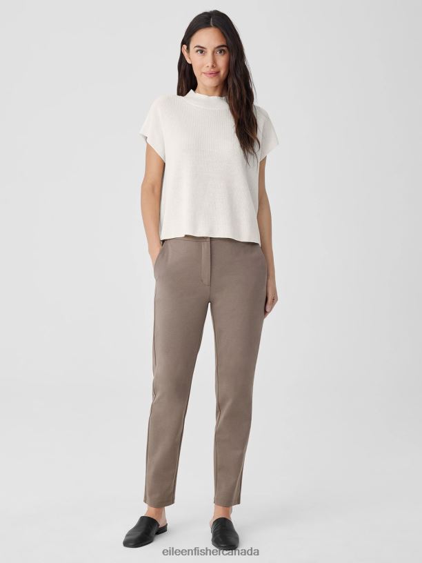 EILEEN FISHER Cotton Blend Ponte Slim Pant Slim Fit Ankle Length Women COBBLESTONE Clothing 024FN604