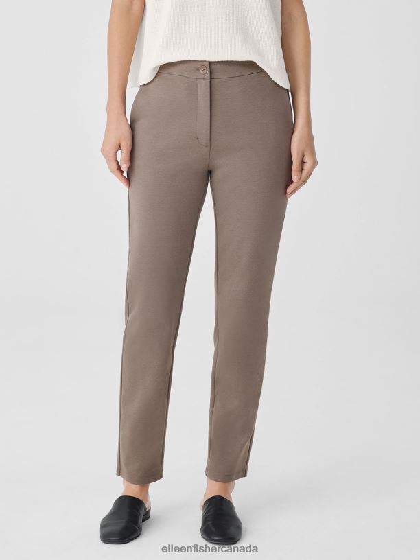 EILEEN FISHER Cotton Blend Ponte Slim Pant Slim Fit Ankle Length Women COBBLESTONE Clothing 024FN604
