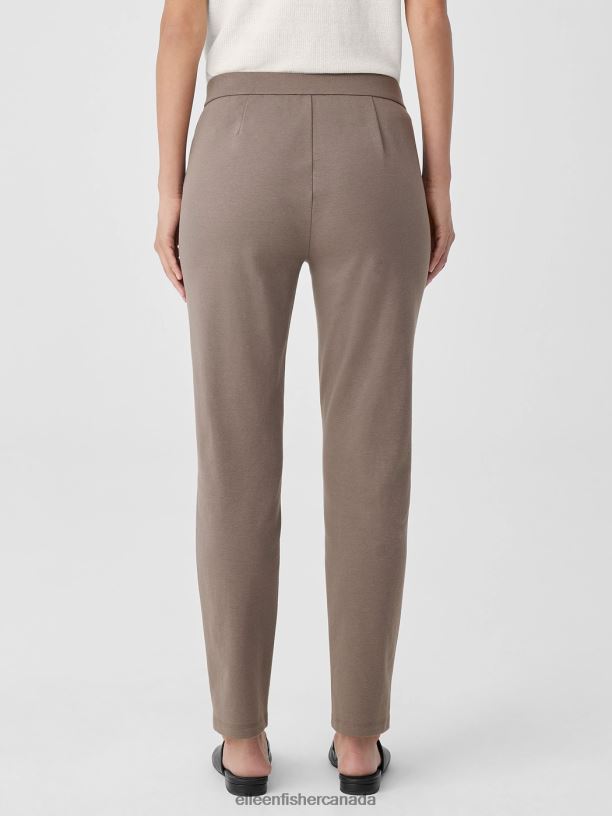EILEEN FISHER Cotton Blend Ponte Slim Pant Slim Fit Ankle Length Women COBBLESTONE Clothing 024FN604