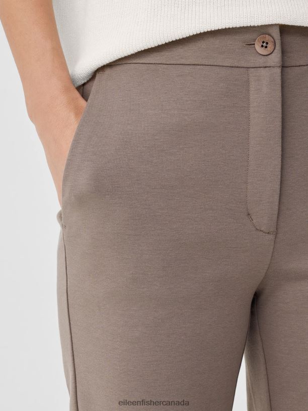 EILEEN FISHER Cotton Blend Ponte Slim Pant Slim Fit Ankle Length Women COBBLESTONE Clothing 024FN604