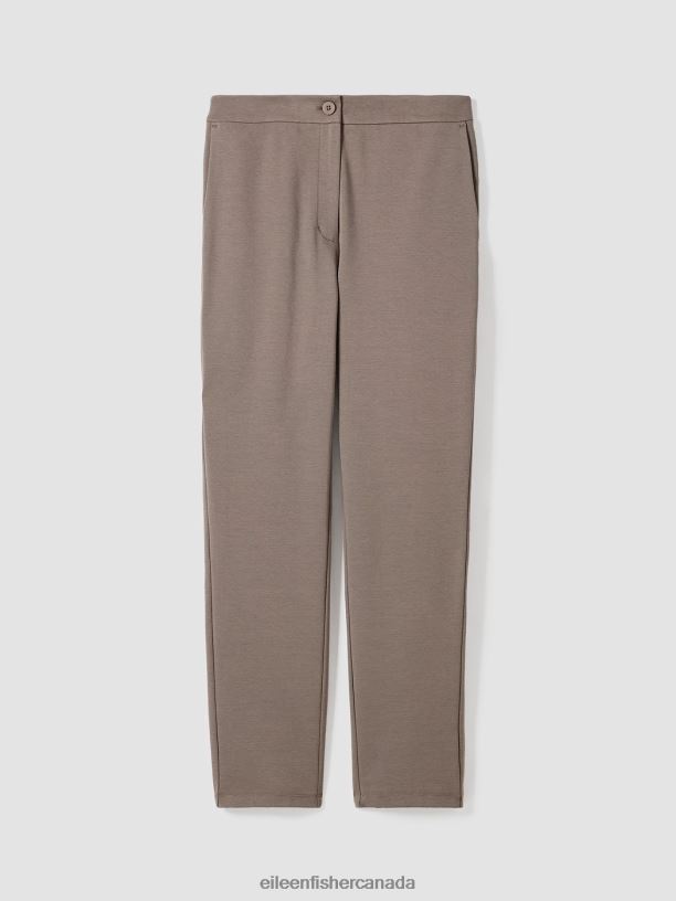 EILEEN FISHER Cotton Blend Ponte Slim Pant Slim Fit Ankle Length Women COBBLESTONE Clothing 024FN604