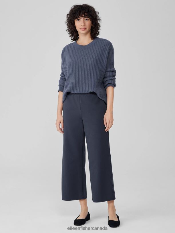 EILEEN FISHER Cotton Blend Ponte Wide-Leg Pant Easy Fit Cropped Length Women OCEAN Clothing 024FN611