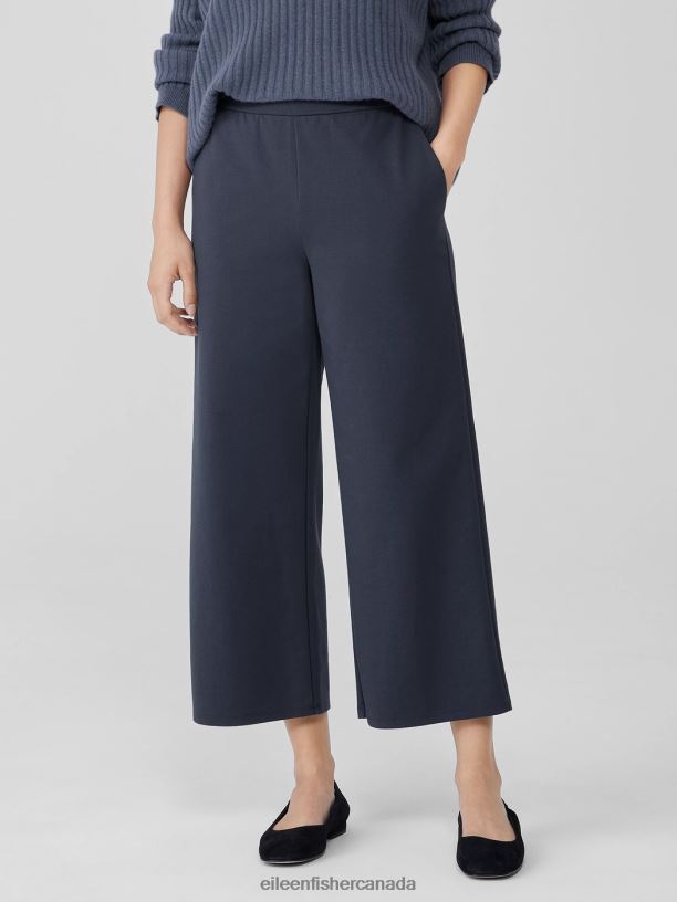 EILEEN FISHER Cotton Blend Ponte Wide-Leg Pant Easy Fit Cropped Length Women OCEAN Clothing 024FN611