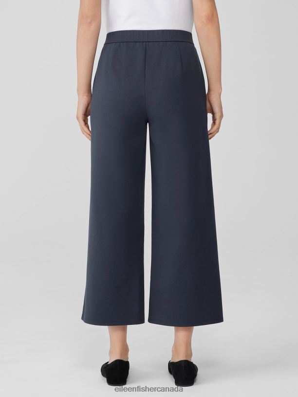 EILEEN FISHER Cotton Blend Ponte Wide-Leg Pant Easy Fit Cropped Length Women OCEAN Clothing 024FN611