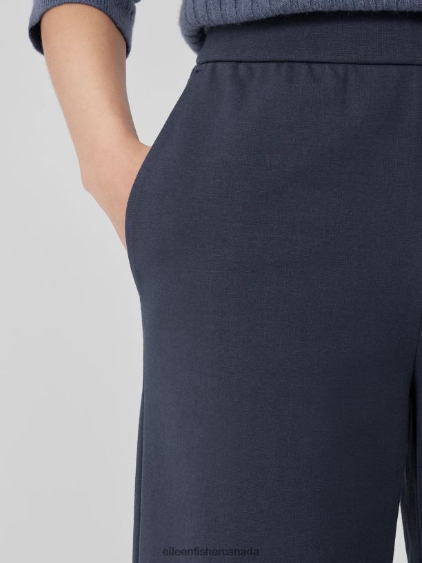 EILEEN FISHER Cotton Blend Ponte Wide-Leg Pant Easy Fit Cropped Length Women OCEAN Clothing 024FN611