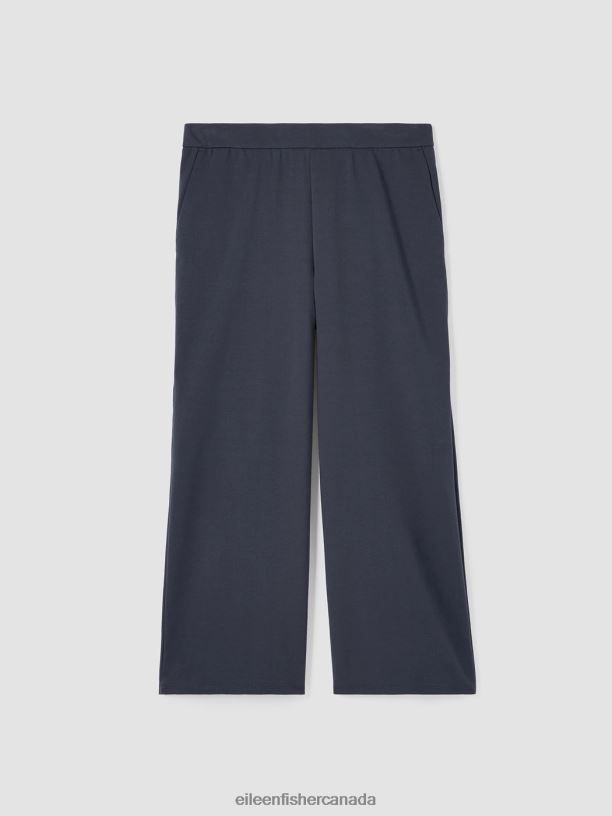 EILEEN FISHER Cotton Blend Ponte Wide-Leg Pant Easy Fit Cropped Length Women OCEAN Clothing 024FN611
