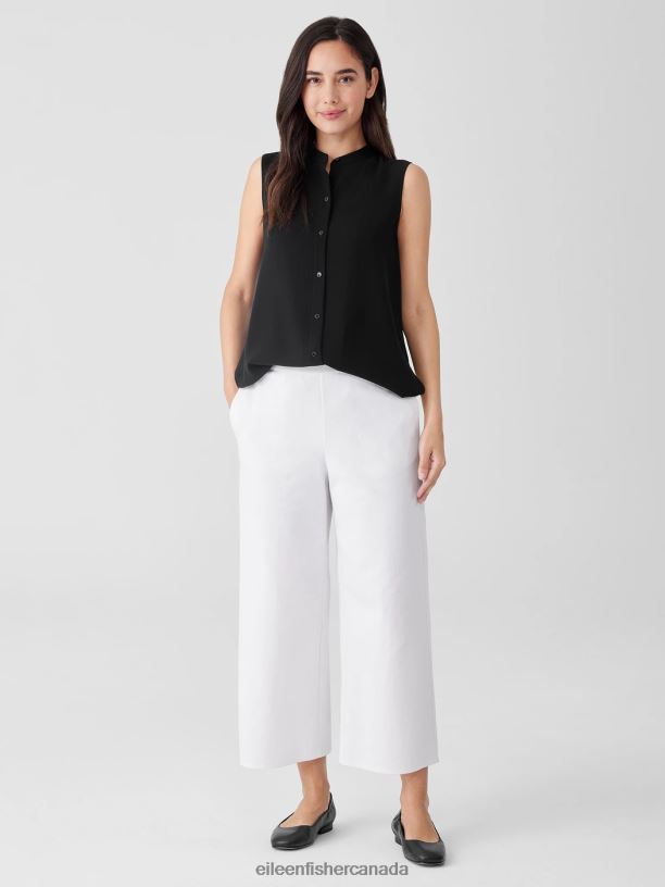 EILEEN FISHER Cotton Blend Ponte Wide-Leg Pant Easy Fit Cropped Length Women WHITE Clothing 024FN609