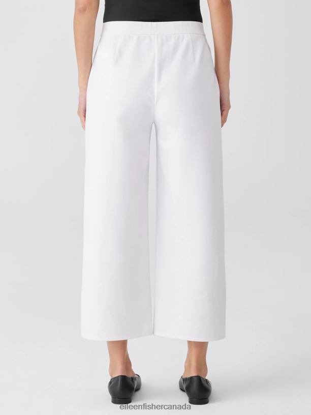 EILEEN FISHER Cotton Blend Ponte Wide-Leg Pant Easy Fit Cropped Length Women WHITE Clothing 024FN609