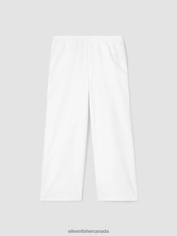 EILEEN FISHER Cotton Blend Ponte Wide-Leg Pant Easy Fit Cropped Length Women WHITE Clothing 024FN609