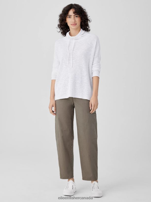 EILEEN FISHER Cotton Hemp Stretch Lantern Pant Easy Fit Ankle Length Women COBBLESTONE Clothing 024FN638