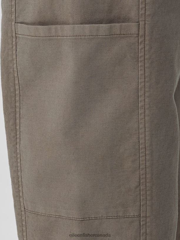 EILEEN FISHER Cotton Hemp Stretch Lantern Pant Easy Fit Ankle Length Women COBBLESTONE Clothing 024FN638
