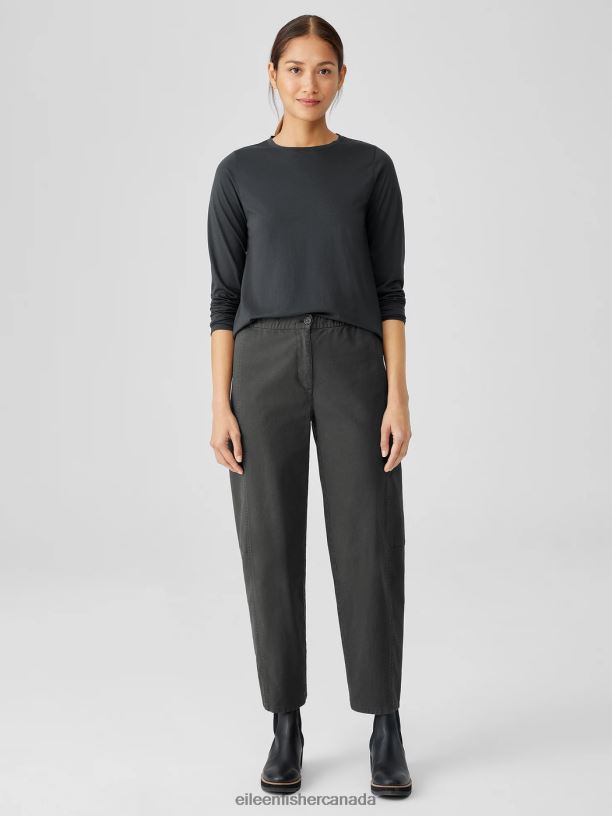 EILEEN FISHER Cotton Hemp Stretch Lantern Pant Easy Fit Ankle Length Women GRAPHITE Clothing 024FN636