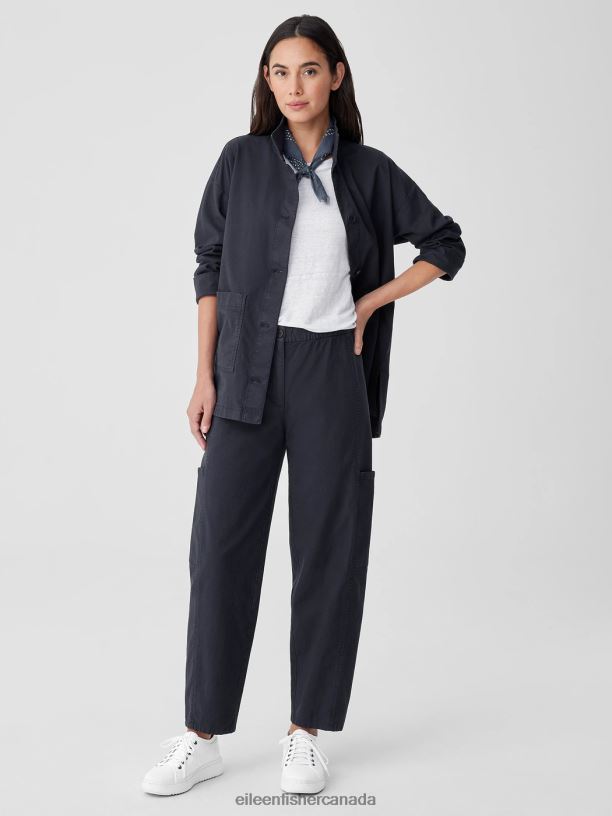 EILEEN FISHER Cotton Hemp Stretch Lantern Pant Easy Fit Ankle Length Women OCEAN Clothing 024FN639