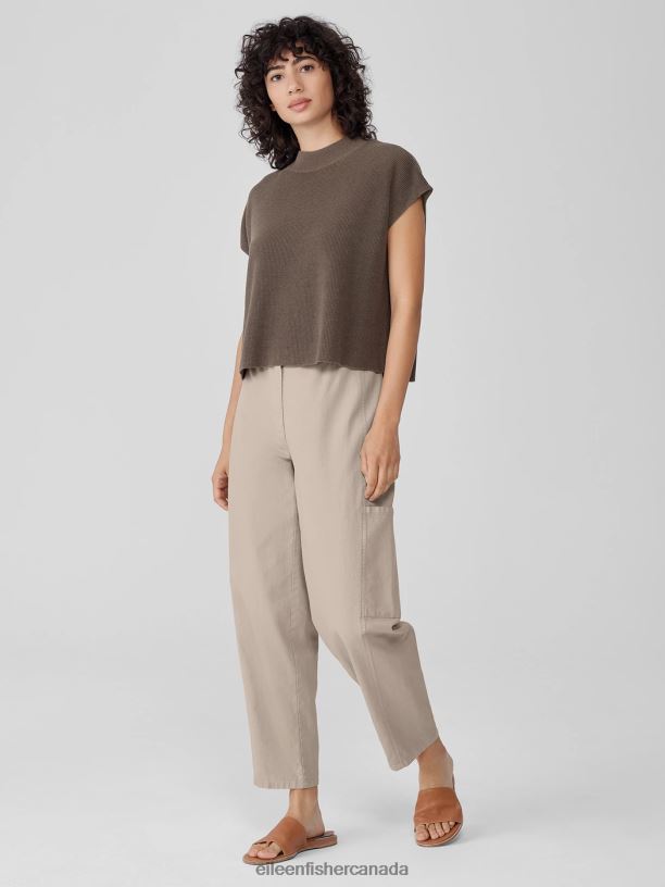 EILEEN FISHER Cotton Hemp Stretch Lantern Pant Easy Fit Ankle Length Women WHEAT Clothing 024FN637