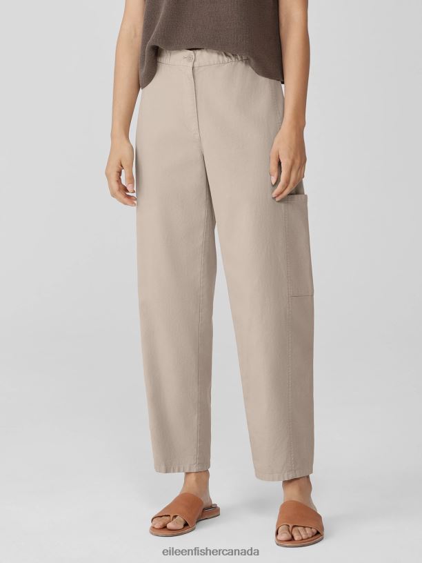 EILEEN FISHER Cotton Hemp Stretch Lantern Pant Easy Fit Ankle Length Women WHEAT Clothing 024FN637