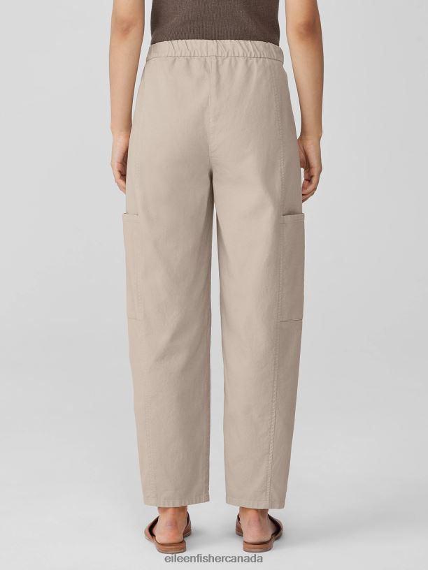 EILEEN FISHER Cotton Hemp Stretch Lantern Pant Easy Fit Ankle Length Women WHEAT Clothing 024FN637