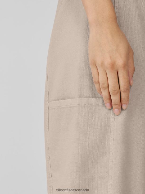 EILEEN FISHER Cotton Hemp Stretch Lantern Pant Easy Fit Ankle Length Women WHEAT Clothing 024FN637