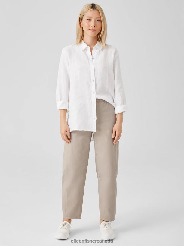 EILEEN FISHER Cotton Hemp Stretch Lantern Pant Easy Fit Ankle Length Women WHEAT Clothing 024FN637