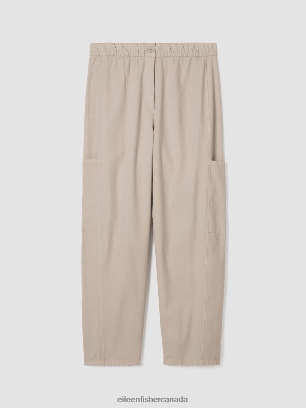 EILEEN FISHER Cotton Hemp Stretch Lantern Pant Easy Fit Ankle Length Women WHEAT Clothing 024FN637