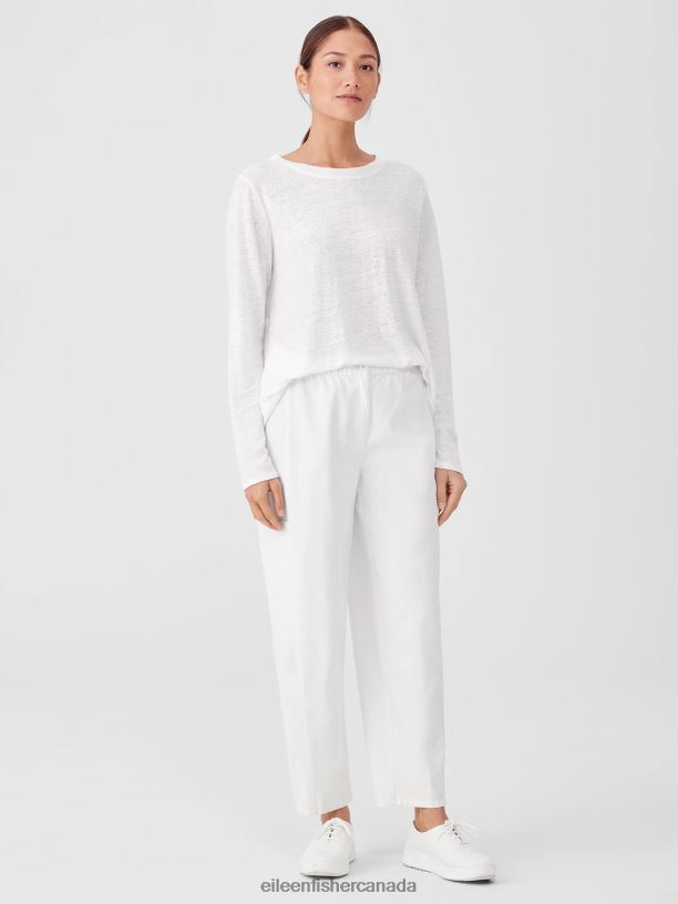 EILEEN FISHER Cotton Hemp Stretch Lantern Pant Easy Fit Ankle Length Women WHITE Clothing 024FN634