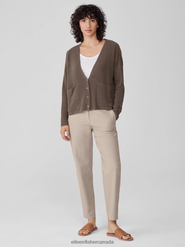 EILEEN FISHER Cotton Hemp Stretch Tapered Pant Easy Fit Ankle Length Women BLACK Clothing 024FN642