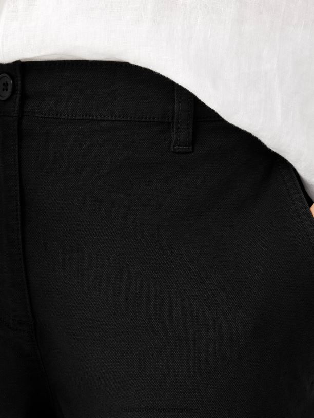 EILEEN FISHER Cotton Hemp Stretch Tapered Pant Easy Fit Ankle Length Women BLACK Clothing 024FN643