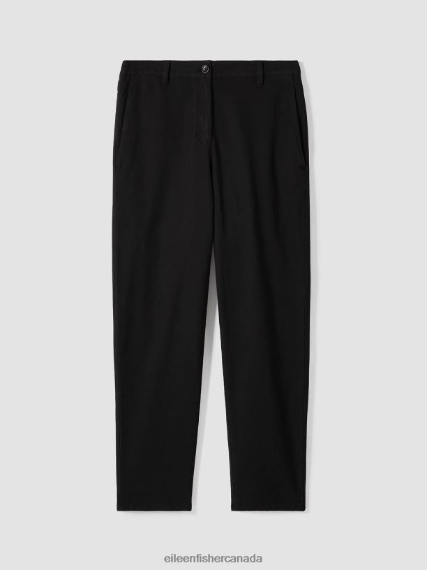 EILEEN FISHER Cotton Hemp Stretch Tapered Pant Easy Fit Ankle Length Women BLACK Clothing 024FN643