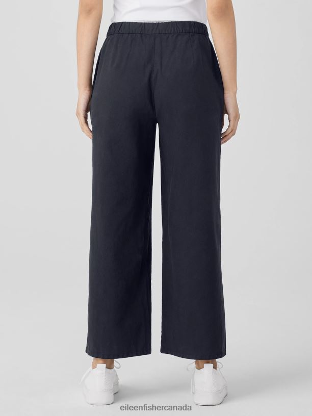 EILEEN FISHER Cotton Hemp Stretch Wide-Leg Pant Easy Fit Ankle Length Women OCEAN Clothing 024FN647