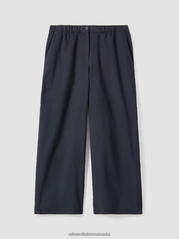 EILEEN FISHER Cotton Hemp Stretch Wide-Leg Pant Easy Fit Ankle Length Women OCEAN Clothing 024FN647