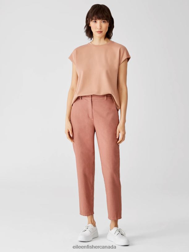 EILEEN FISHER Cotton Hemp Tapered Ankle Pant Easy Fit Ankle Length Women CLAY Clothing 024FN754