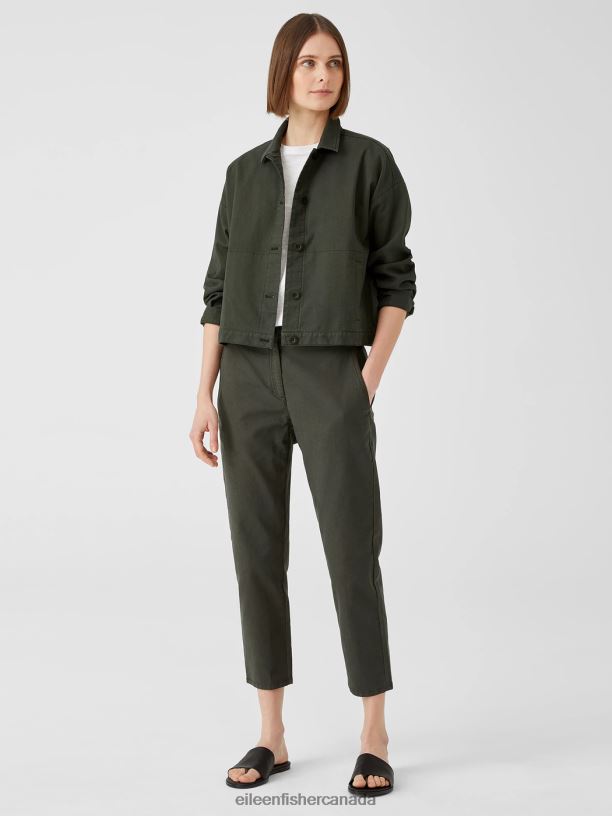 EILEEN FISHER Cotton Hemp Tapered Ankle Pant Easy Fit Ankle Length Women SEAWEED Clothing 024FN753