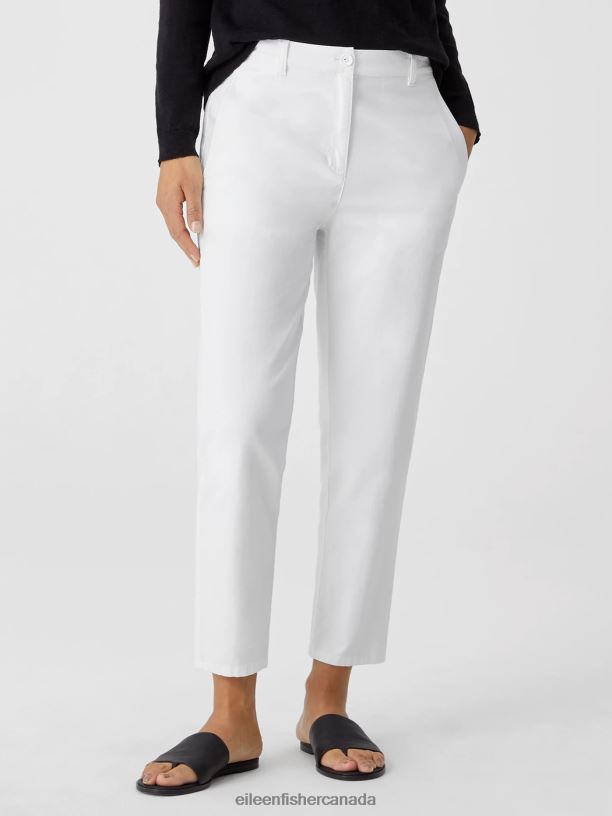 EILEEN FISHER Cotton Hemp Tapered Ankle Pant Easy Fit Ankle Length Women WHITE Clothing 024FN752