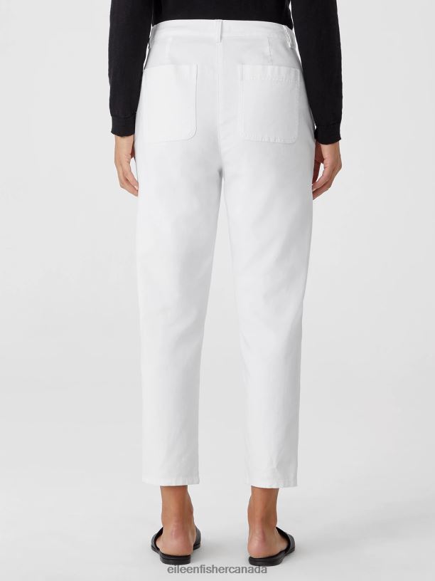 EILEEN FISHER Cotton Hemp Tapered Ankle Pant Easy Fit Ankle Length Women WHITE Clothing 024FN752
