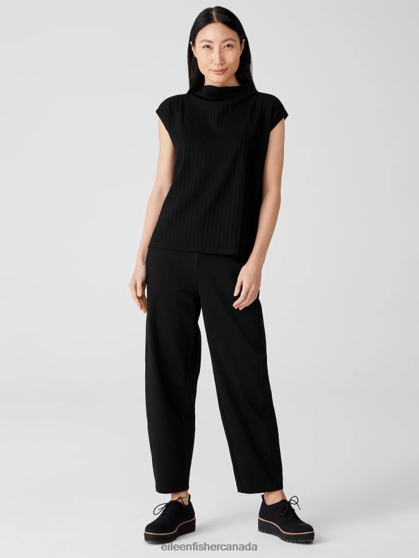 EILEEN FISHER Cotton Ponte Lantern Pant Easy Fit Ankle Length Women BLACK Clothing 024FN717