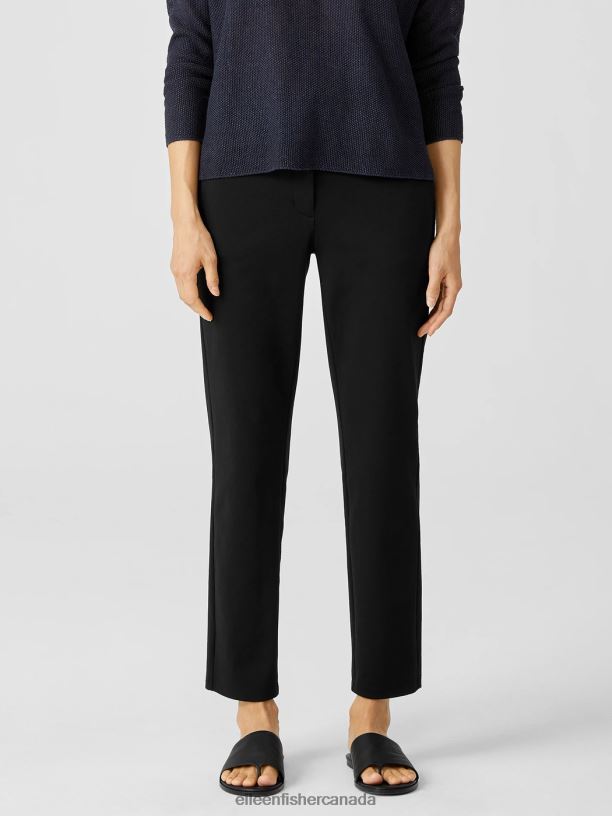EILEEN FISHER Cotton Ponte Slim Pant Slim Fit Ankle Length Women BLACK Clothing 024FN746