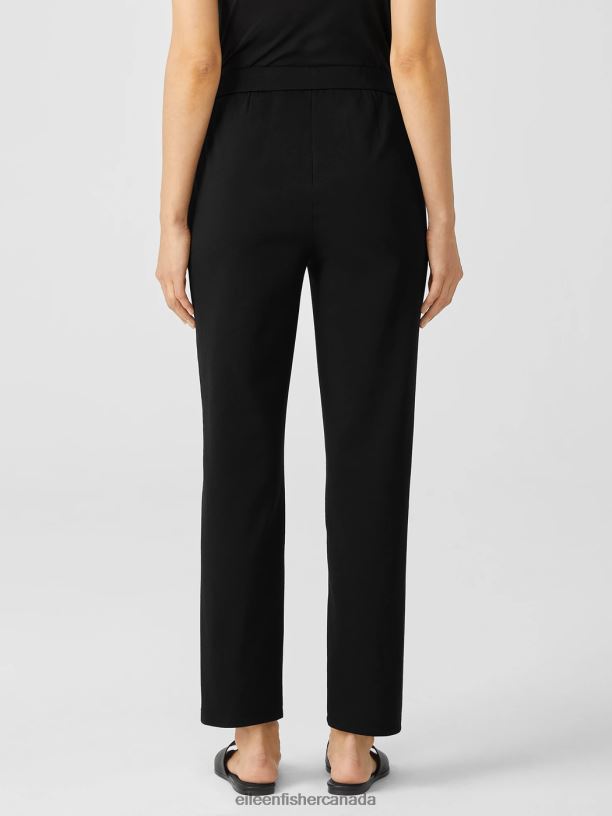 EILEEN FISHER Cotton Ponte Slim Pant Slim Fit Ankle Length Women BLACK Clothing 024FN746