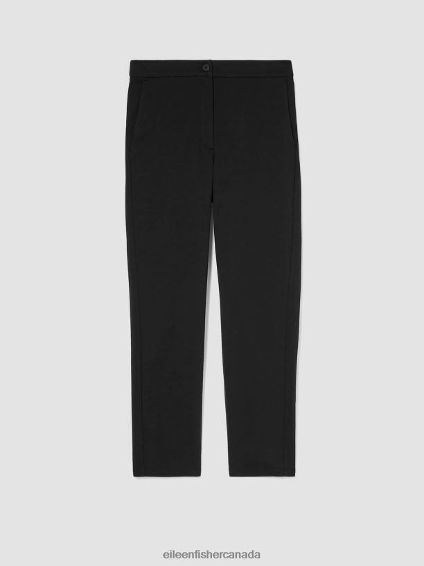EILEEN FISHER Cotton Ponte Slim Pant Slim Fit Ankle Length Women BLACK Clothing 024FN746