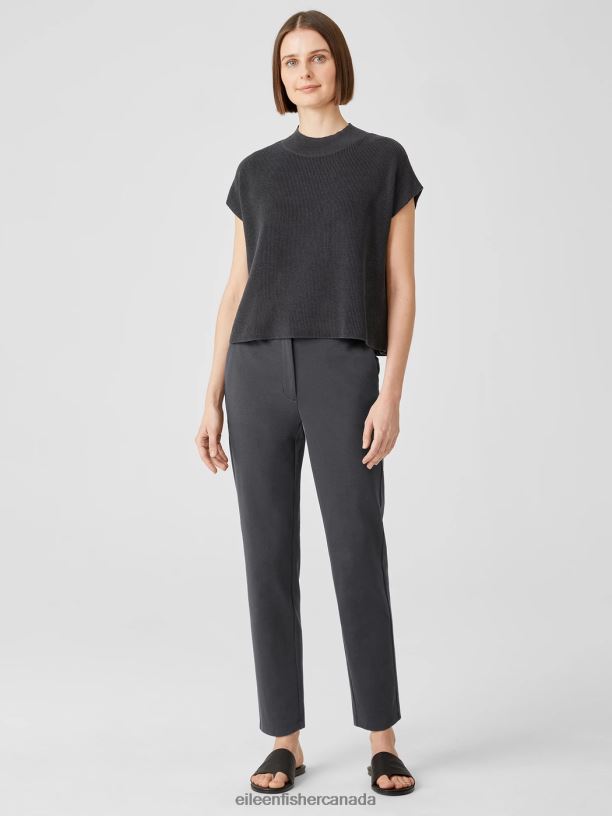 EILEEN FISHER Cotton Ponte Slim Pant Slim Fit Ankle Length Women GRAPHITE Clothing 024FN747