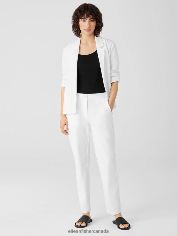EILEEN FISHER Cotton Ponte Slim Pant Slim Fit Ankle Length Women WHITE Clothing 024FN748