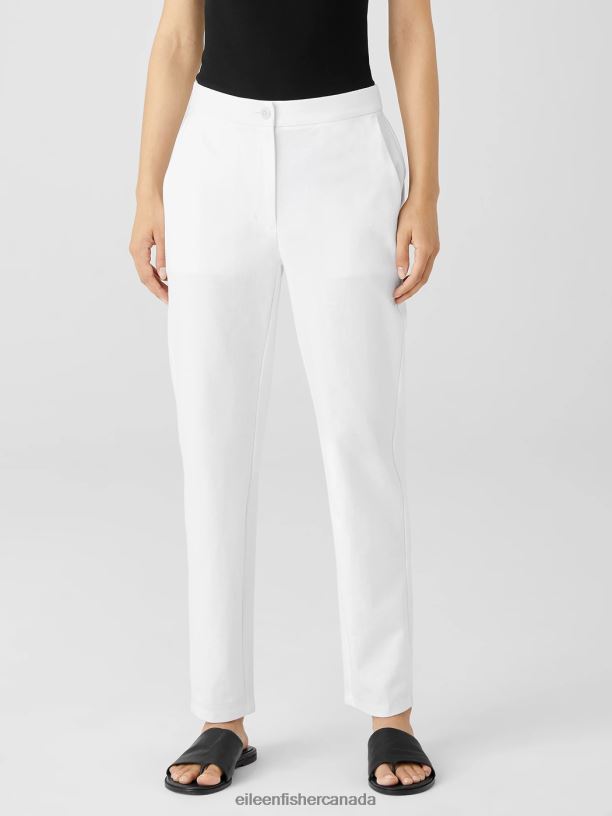 EILEEN FISHER Cotton Ponte Slim Pant Slim Fit Ankle Length Women WHITE Clothing 024FN748