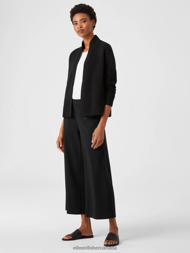 EILEEN FISHER Cotton Ponte Wide-Leg Pant Easy Fit Cropped Length Women BLACK Clothing 024FN718