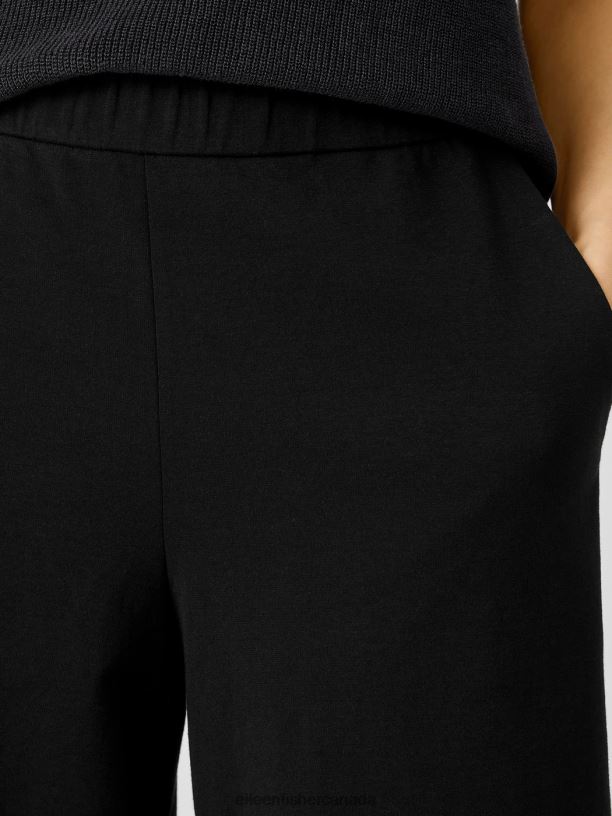 EILEEN FISHER Cotton Ponte Wide-Leg Pant Easy Fit Cropped Length Women BLACK Clothing 024FN744