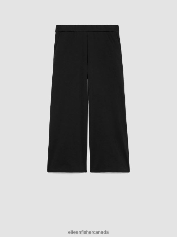 EILEEN FISHER Cotton Ponte Wide-Leg Pant Easy Fit Cropped Length Women BLACK Clothing 024FN744