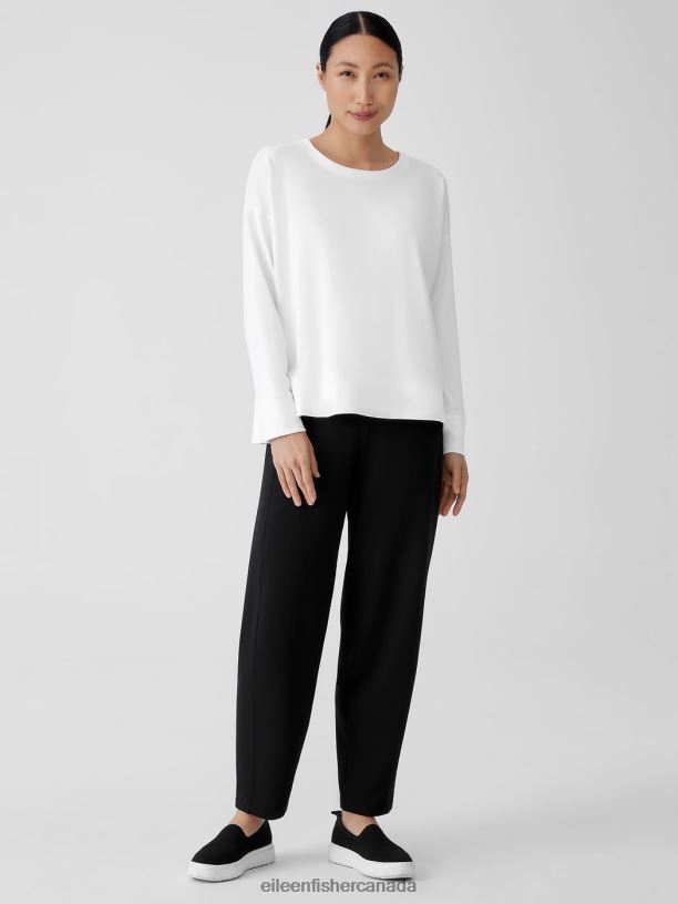 EILEEN FISHER Cozy Brushed Terry Hug Lantern Pant Easy Fit Ankle Length Women BLACK Clothing 024FN761