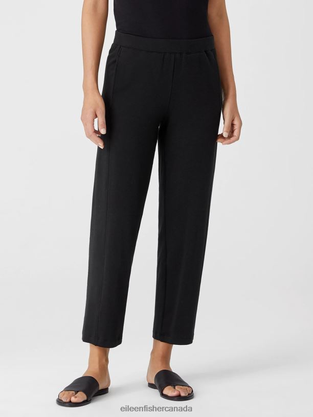 EILEEN FISHER Cozy Brushed Terry Hug Lantern Pant Easy Fit Ankle Length Women BLACK Clothing 024FN764