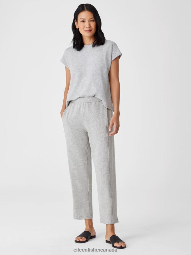 EILEEN FISHER Cozy Brushed Terry Hug Lantern Pant Easy Fit Ankle Length Women DARK PEARL Clothing 024FN765