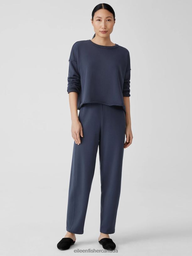 EILEEN FISHER Cozy Brushed Terry Hug Lantern Pant Easy Fit Ankle Length Women OCEAN Clothing 024FN763