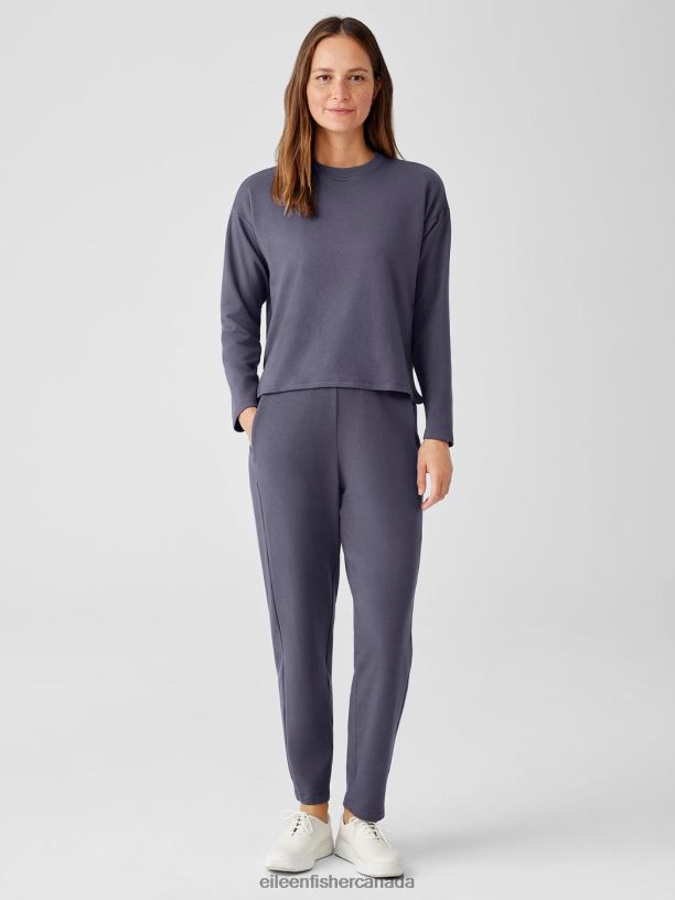 EILEEN FISHER Cozy Brushed Terry Hug Slouchy Pant Easy Fit Ankle Length Women BLACK Clothing 024FN683