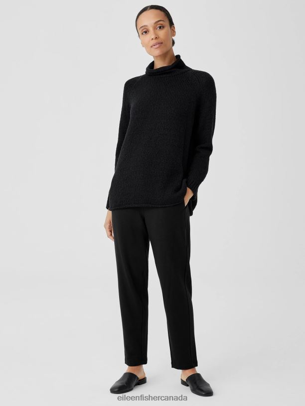 EILEEN FISHER Cozy Brushed Terry Hug Slouchy Pant Easy Fit Ankle Length Women BLACK Clothing 024FN684
