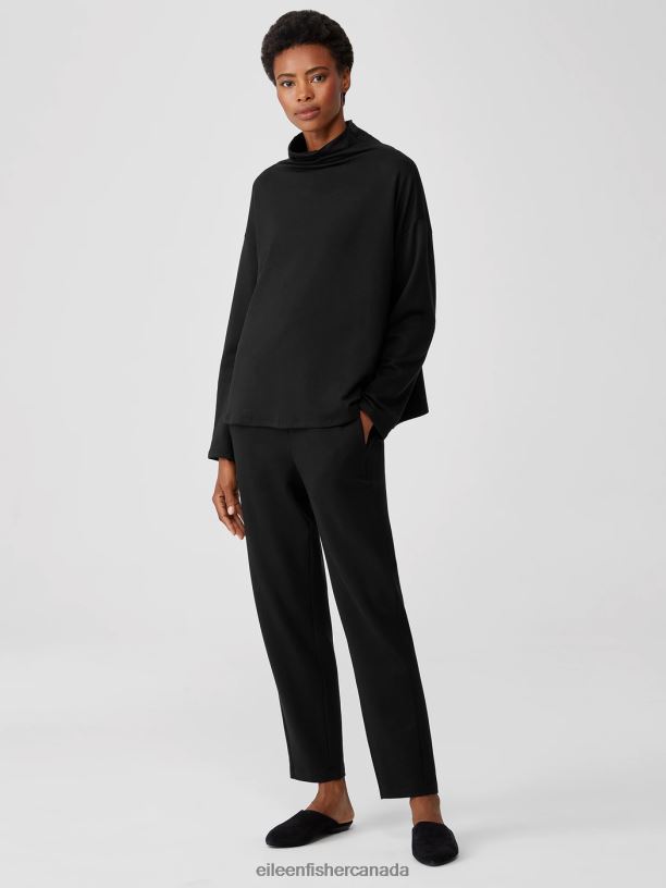 EILEEN FISHER Cozy Brushed Terry Hug Slouchy Pant Easy Fit Ankle Length Women BLACK Clothing 024FN782